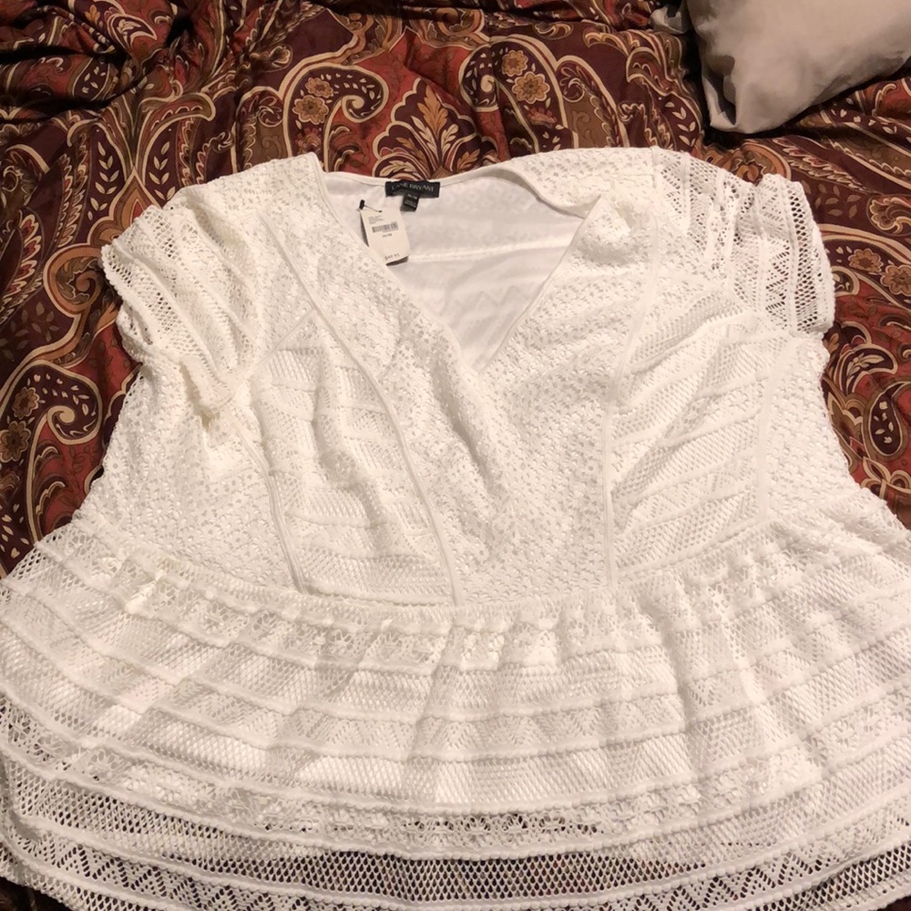 Off white peplum crochet top